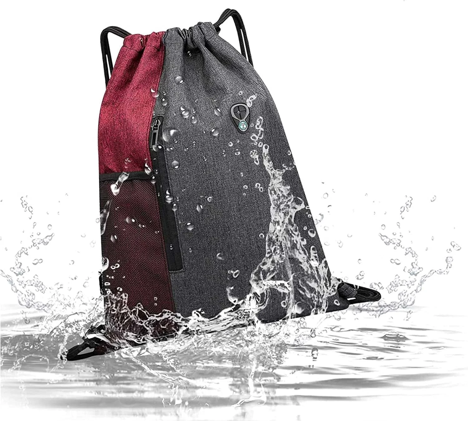 کوله پشتی بند دار KASTWAVE، کوله پشتی ضد آب پارچه آکسفورد با جیب، کیف ورزشی باشگاه و سوراخ هدفون، کوله پشتی ورزشی شنا و دویدن در فضای باز، مناسب برای همه - خاکستری