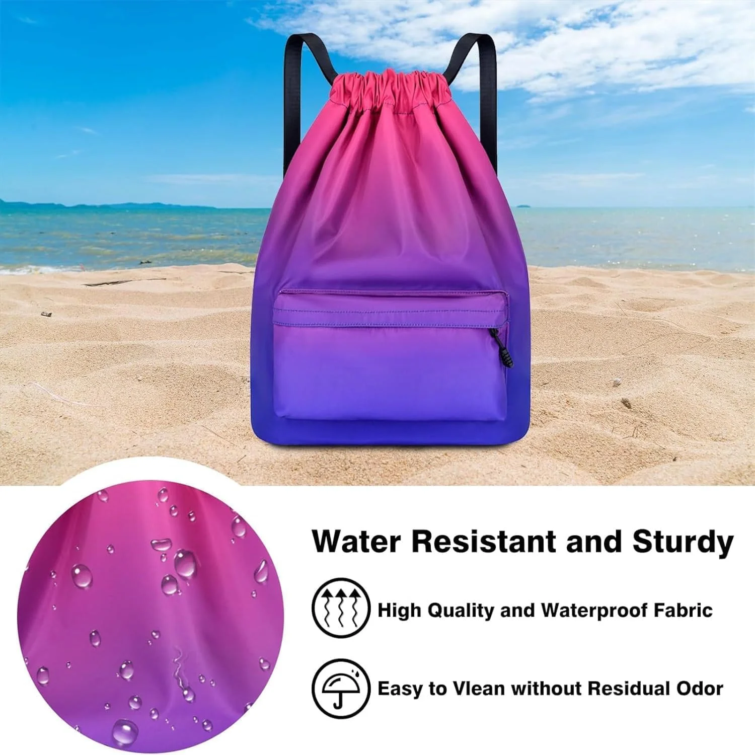 کیف بند دار Joyzzz، کوله پشتی ورزشی نخی سبک وزن با محفظه کفش برای بانوان، کیف ورزشی تنفسی برای تنیس، ساحل، شنا و مسافرت