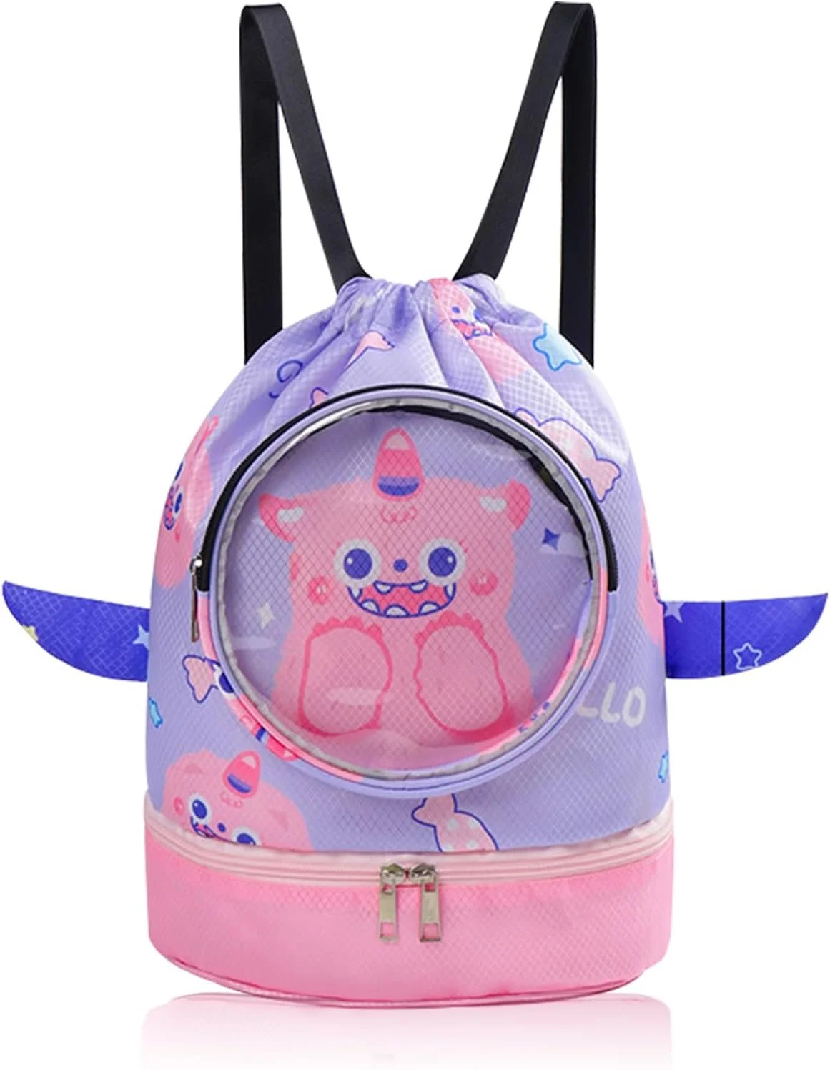 کیف شنا ضد آب بچگانه - کیف ساحلی با تفکیک خشک/مرطوب برای دختران و پسران، کوله پشتی ورزشی سبک وزن با بند کشی برای شنا، ورزش و فعالیت های بدنی (لوازم جانبی ایده آل استخر و ساحل)