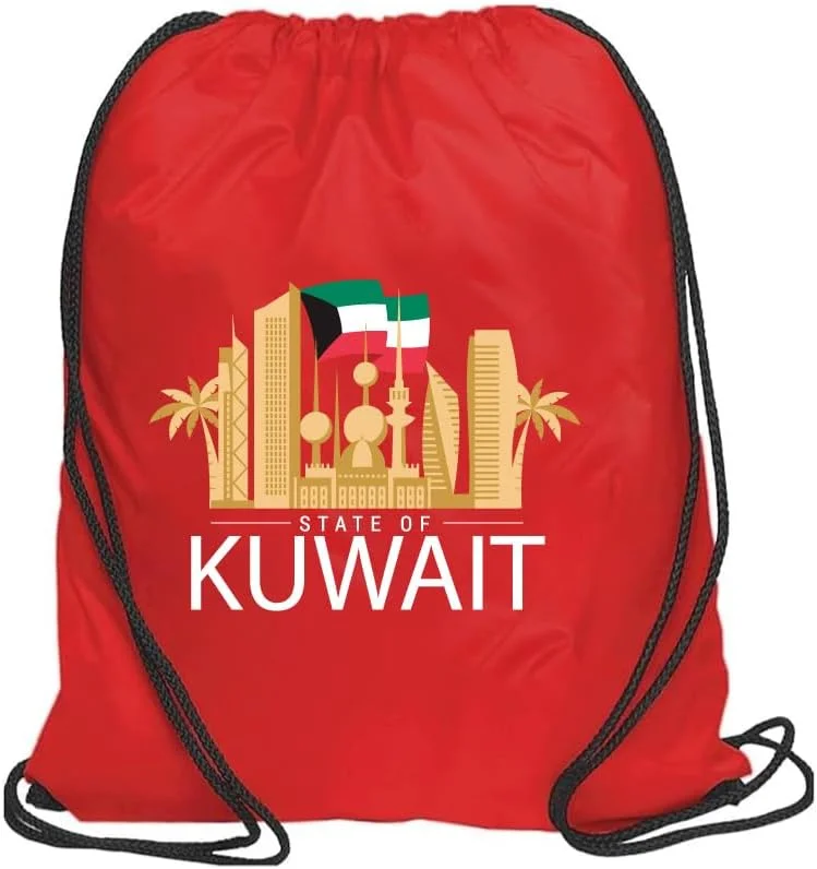 کیف بند دار روز ملی کویت برای کودکان و بزرگسالان - کوله پشتی ورزشی بادوام، عالی برای مدرسه و استفاده روزمره، سبک وزن با طرح کویت برای فضای باز