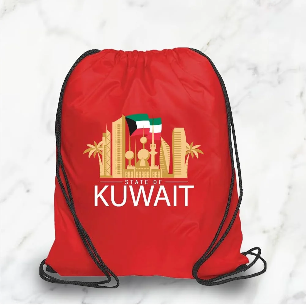 کیف بند دار روز ملی کویت برای کودکان و بزرگسالان - کوله پشتی ورزشی بادوام، عالی برای مدرسه و استفاده روزمره، سبک وزن با طرح کویت برای فضای باز
