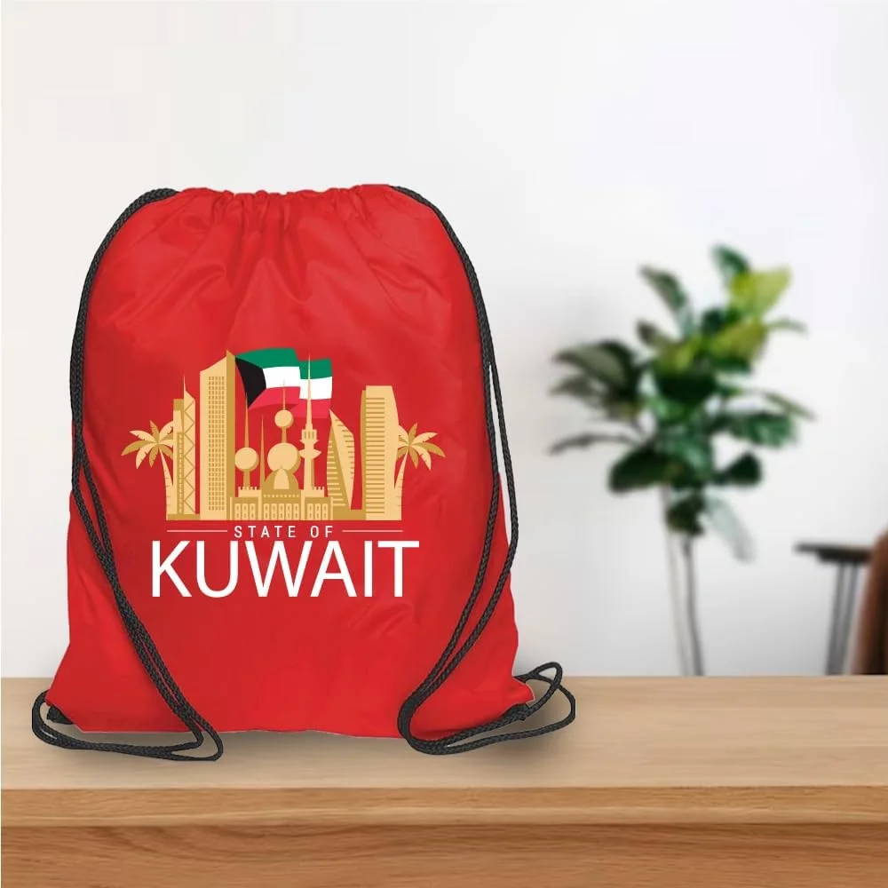 کیف بند دار روز ملی کویت برای کودکان و بزرگسالان - کوله پشتی ورزشی بادوام، عالی برای مدرسه و استفاده روزمره، سبک وزن با طرح کویت برای فضای باز