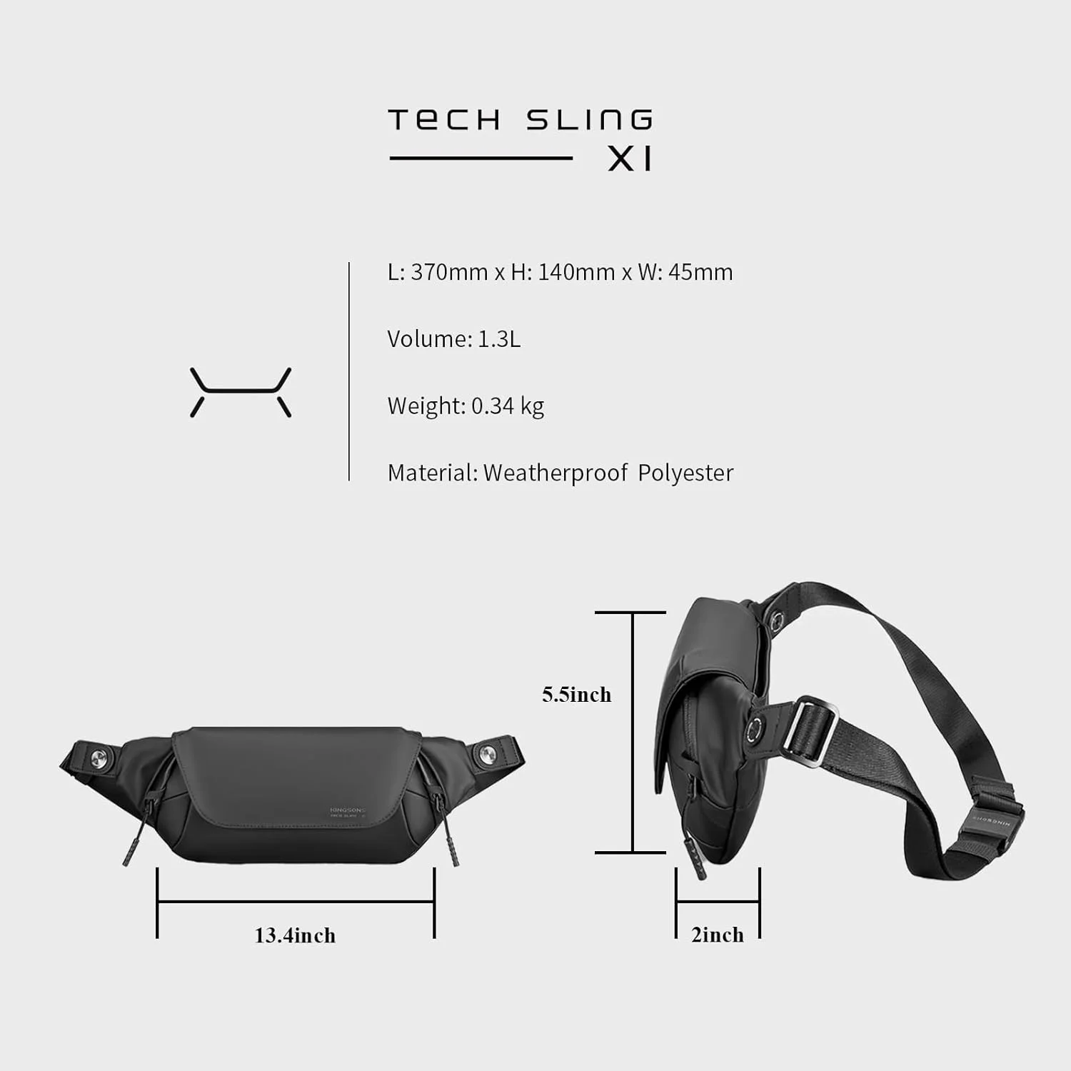کیف دوشی تک‌بند مردانه کینگسونز مدل EDC Tech، ضدآب و جمع‌وجور