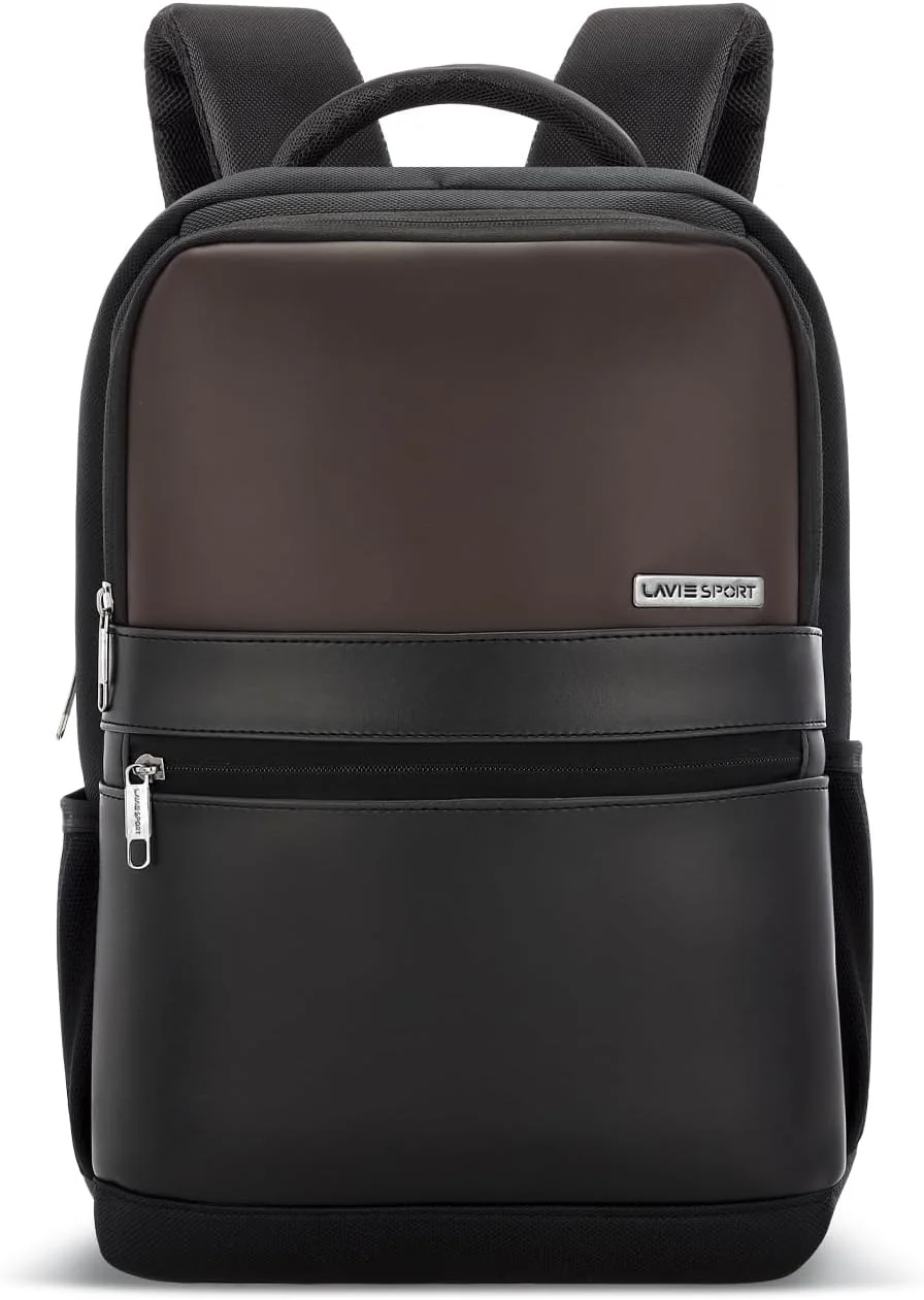  کوله پشتی لپ تاپ 45 سانتی متری Lavie Sport Pioneer با ظرفیت 24 لیتر و آستین ترولی برای آقایان و بانوان | کوله پشتی مسافرتی اداری چرم گیاهی ممتاز | سازگار با نوت بوک/مک بوک تا 14 اینچ