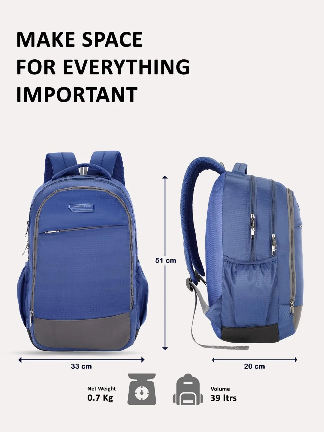 کوله پشتی روزمره لاوی اسپرت 39 لیتری سرمه ای (BGGE650040M3) کوله پشتی روزمره لاوی اسپرت 39 لیتری سرمه ای (BGGE650040M3)