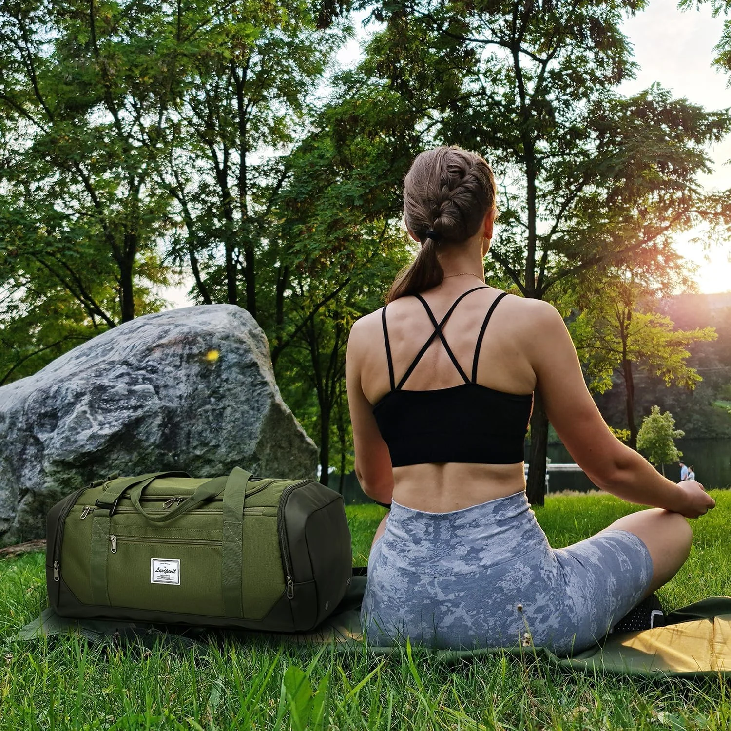 کیف ورزشی مردانه Laripwit، کیف مسافرتی دافل متوسط 40 لیتری با محفظه کفش و جیب خیس، کوله پشتی سبک وزن چند منظوره آخر هفته برای زنان، سبز