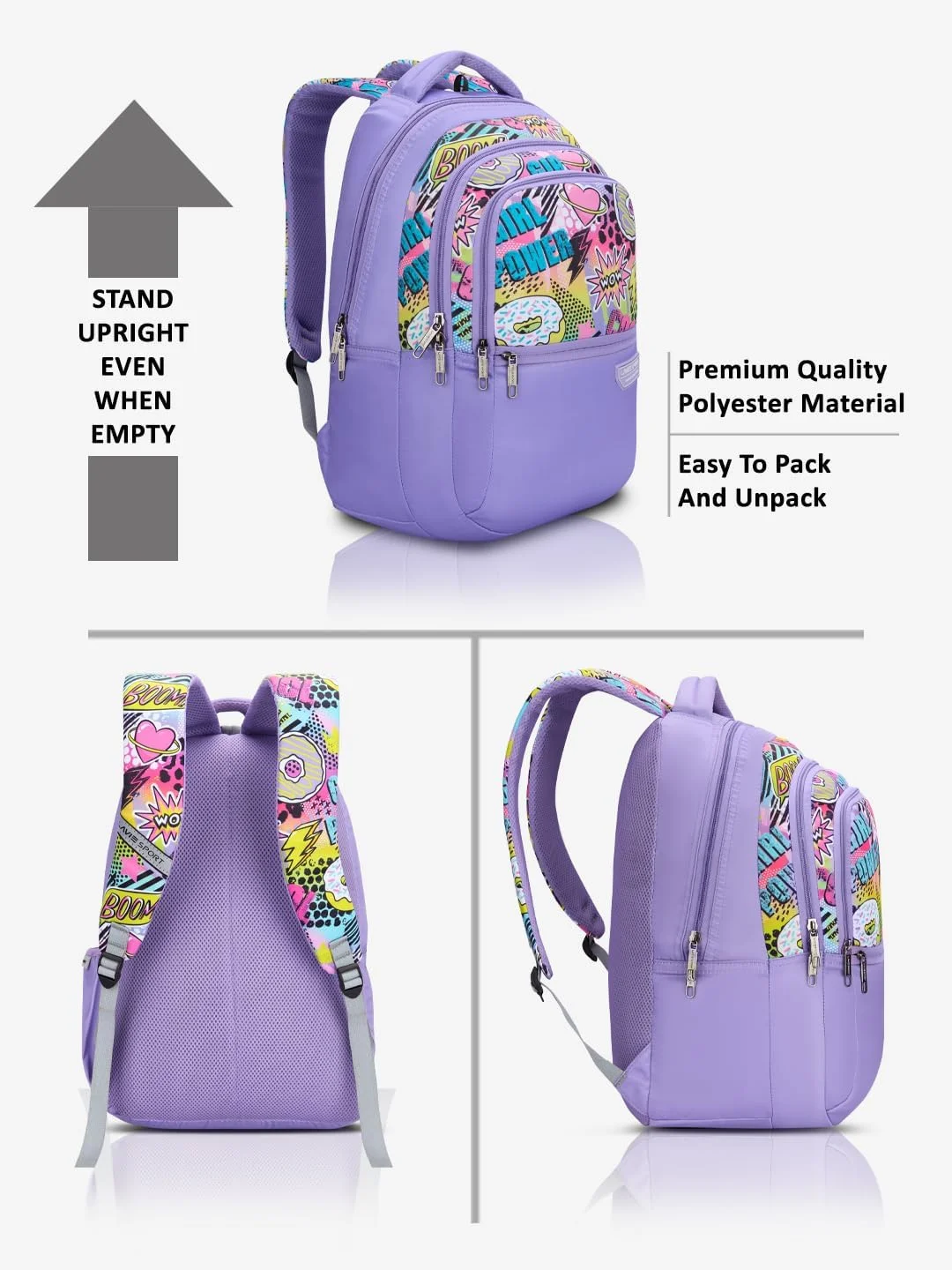 کوله پشتی لاوی اسپرت مدل Power با ظرفیت 30 لیتر، بنفش | دارای محفظه سازمان دهنده و نگهدارنده بطری | هدیه برای آقایان، بانوان، پسران و دختران | دارای محفظه لپ تاپ برای مدرسه و دانشگاه، بنفش، M، کوله پشتی روزمره Power