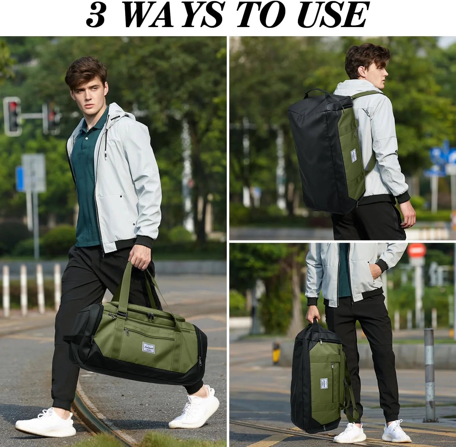 کیف ورزشی مردانه Laripwit، کیف مسافرتی دافل متوسط 40 لیتری با محفظه کفش و جیب خیس، کوله پشتی سبک وزن چند منظوره آخر هفته برای زنان، سبز