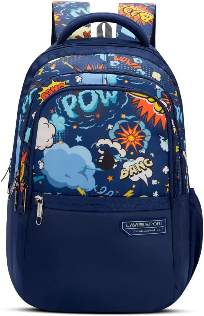 کوله پشتی لاوی اسپرت مدل Boom با ظرفیت 30 لیتر، سرمه ای | دارای محفظه نگهدارنده بطری | هدیه برای آقایان، بانوان، پسران و دختران | دارای جای لپ تاپ مناسب مدرسه و دانشگاه، سرمه ای، M، کوله پشتی روزمره Boom