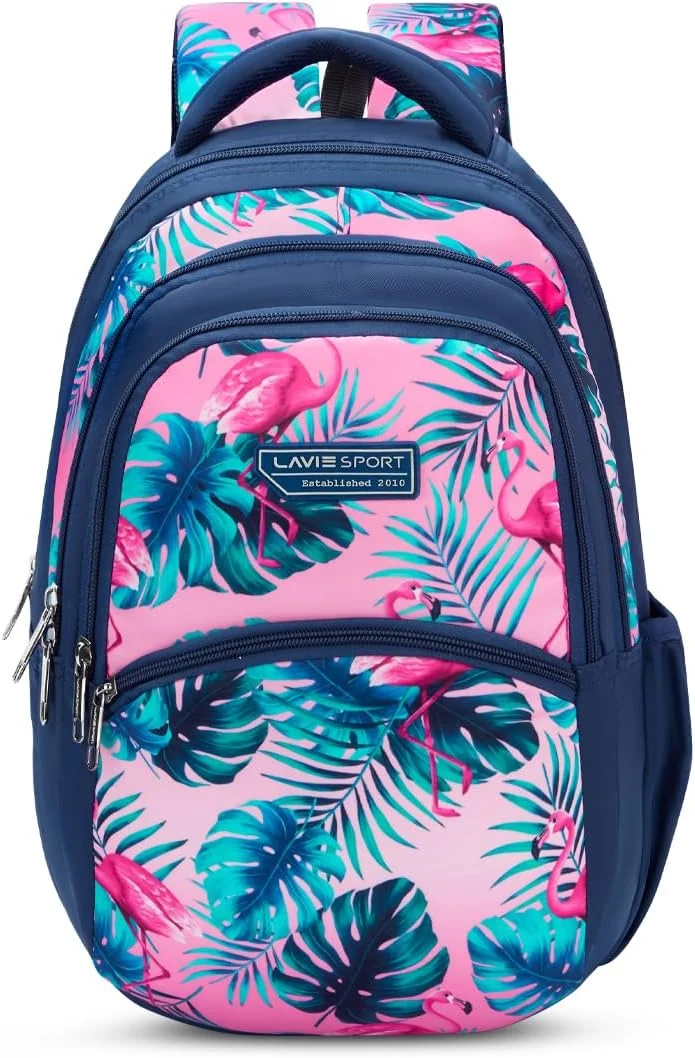 کوله پشتی لاوی اسپرت طرح فلامینگو، ۳۰ لیتری، سرمه ای | دارای محفظه نظم دهنده و جا بطری | هدیه برای آقایان، بانوان، پسران، دختران | دارای جای لپ تاپ برای مدرسه و دانشگاه، سرمه ای، سایز متوسط، کوله پشتی روزمره فلامینگو