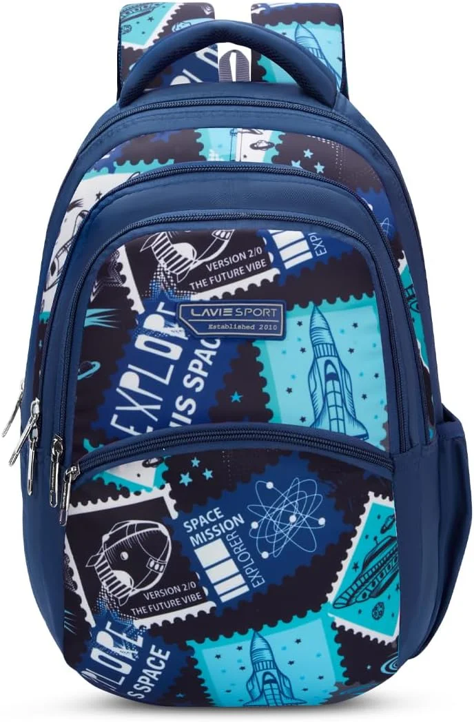  کوله پشتی لاوی اسپورت مدل Spaceship با ظرفیت 30 لیتر، رنگ سرمه ای | دارای محفظه نگهدارنده بطری و لوازم | مناسب برای آقایان، خانم ها، پسران و دختران | دارای جای لپ تاپ برای مدرسه و دانشگاه، سرمه ای، M، کوله پشتی غیر رسمی Spaceship