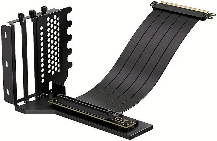 کیت براکت نصب عمودی کارت گرافیک TEUCER، کابل رایزر PCIe 4.0 x16 به طول 200 میلی‌متر، مشکی | PCI-E4.0-Vertical-Mount