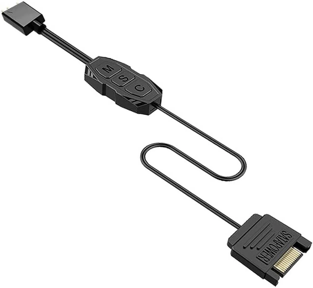 کنترلر ARGB مدل WANGCL 5V 3pin، منبع تغذیه SATA برای فن های ARGB، نوارهای نور ARGB و بردهای روشنایی، مشکی | CP018905