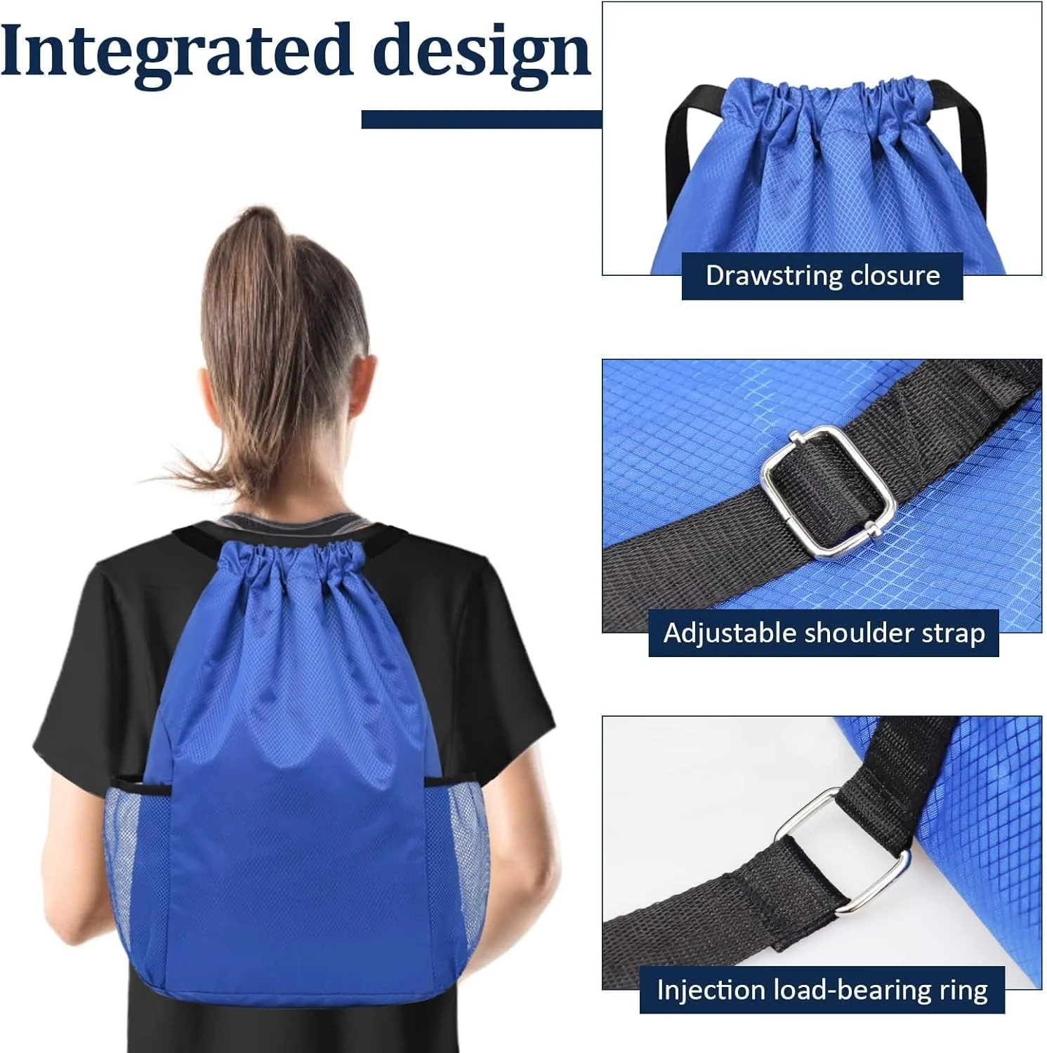 کیف ورزشی MAKINGTEC، کیف های ضد آب بند کشی، کوله پشتی پارچه آکسفورد برای مردان و زنان، برای ورزش، مدرسه، تعطیلات ساحلی، شنا، مسافرت، 40 * 48 سانتی متر