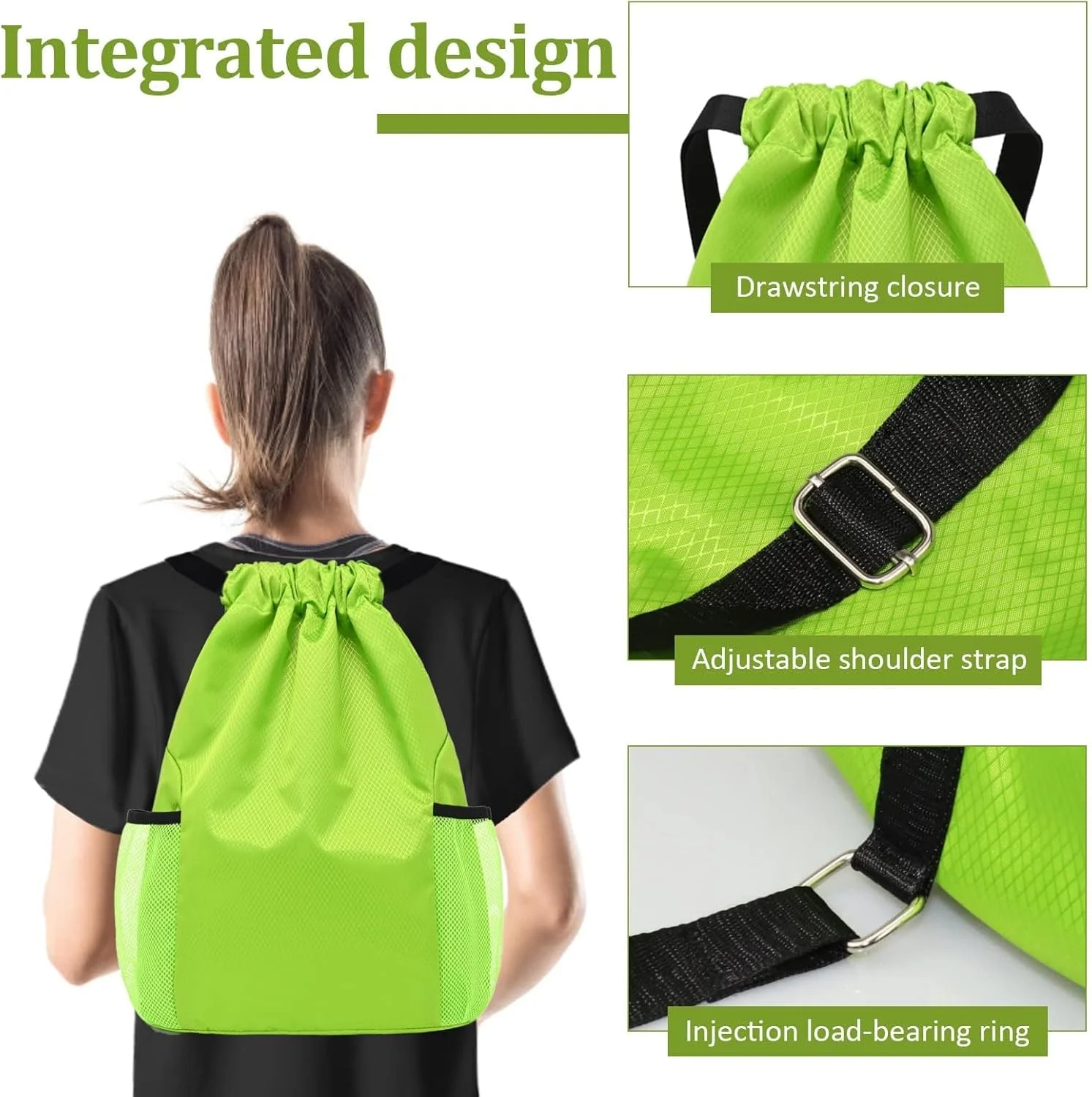 کیف ورزشی MAKINGTEC، کیف های ضد آب بندکشی، کوله پشتی پارچه آکسفورد برای مردان و زنان، برای ورزش، مدرسه، تعطیلات ساحلی، شنا، مسافرت، 40 * 48 سانتی متر