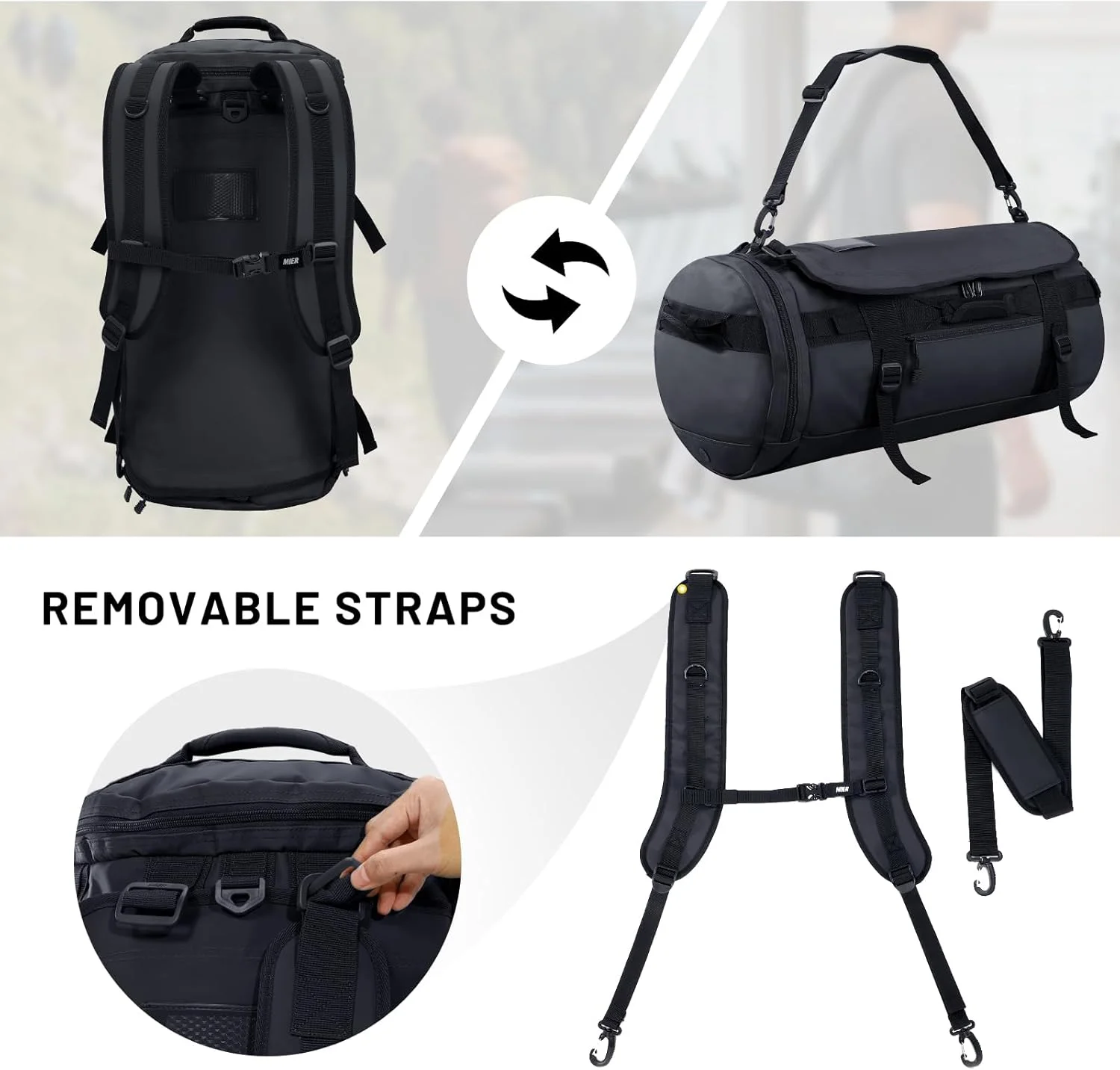 کوله پشتی بزرگ دافل MIER، کیف ورزشی باشگاه با محفظه کفش، مقاوم و ضد آب