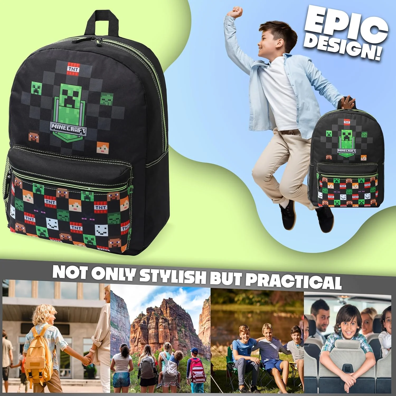 کیف مدرسه ماینکرافت پسرانه و دخترانه، کوله پشتی بچگانه