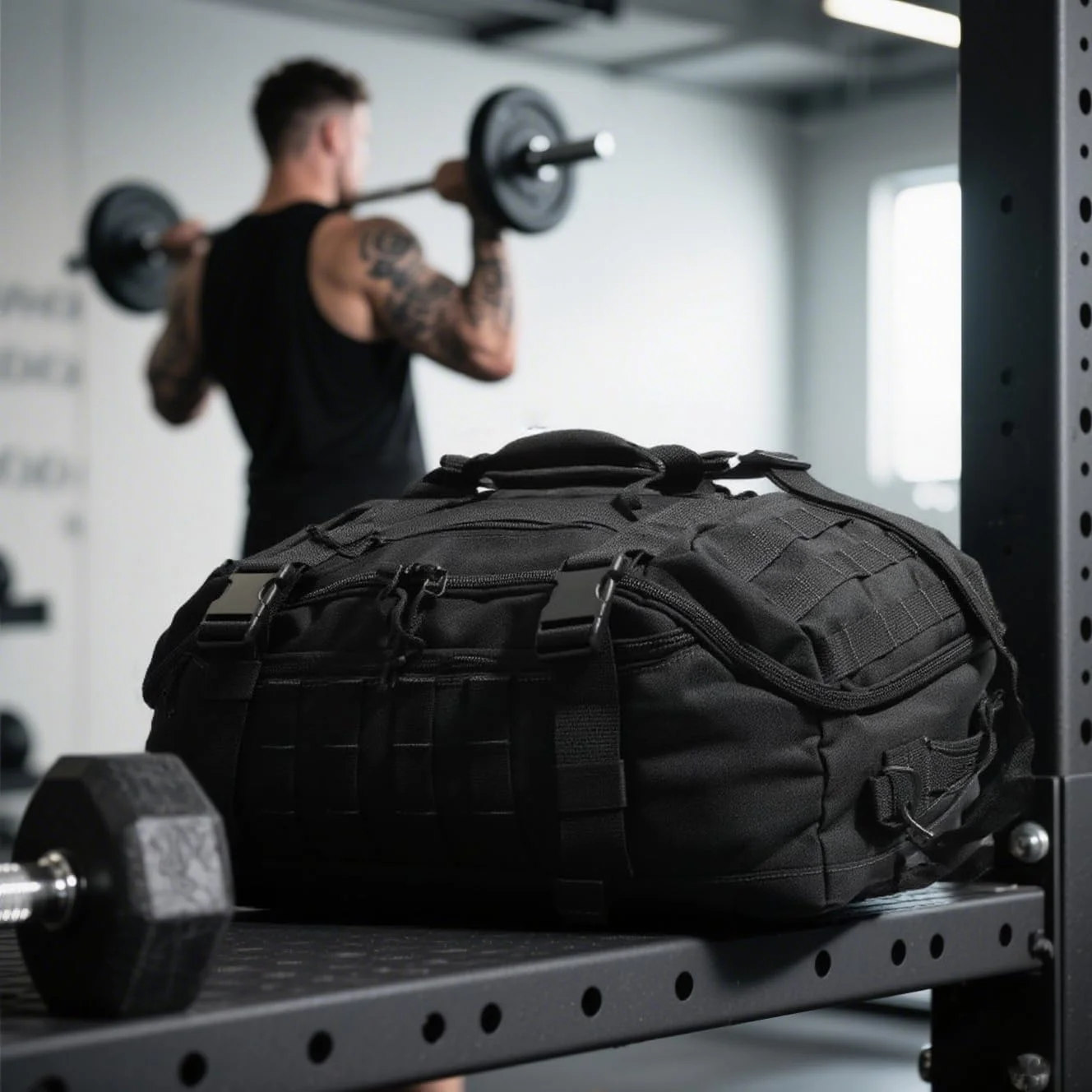 کیف کوله پشتی مسافرتی مردانه - کیف بزرگ تاکتیکی آخر هفته، کیف ورزشی برای سفر یک شبه، تمرینات نظامی و ورزش (مشکی، 45 لیتر)