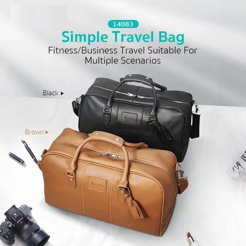 کیف مسافرتی طرح قدیمی унисекс نکست استور - کیف دافل چرمی PU با ظرفیت بزرگ و بست زیپی برای ورزش، تناسب اندام و سفرهای کوتاه