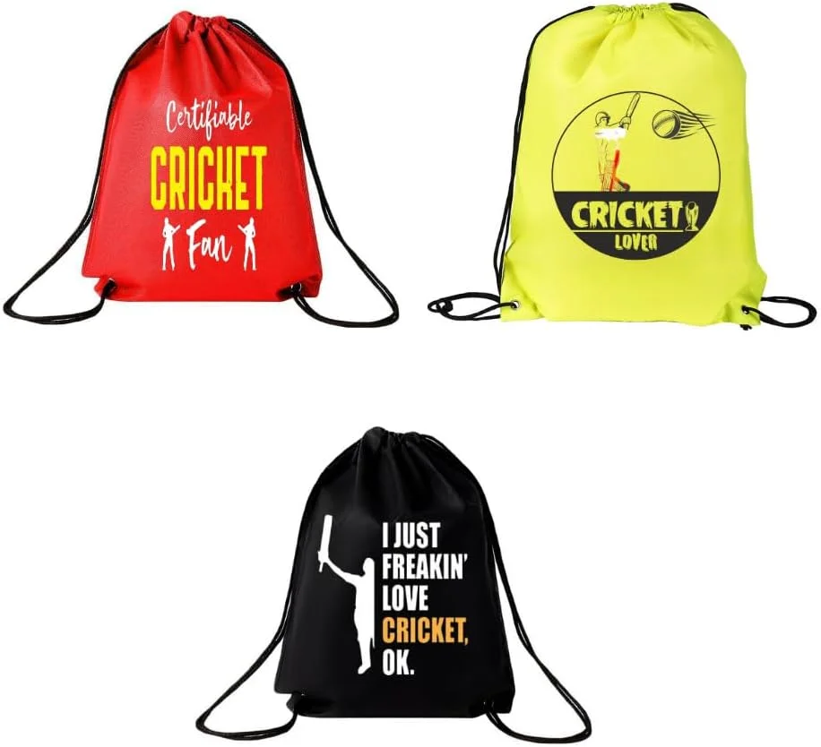 ست ۳ عددی کیف بند دار با طرح کریکت - کوله پشتی ورزشی بادوام برای بزرگسالان، مناسب برای باشگاه، مسافرت و استفاده روزمره، سبک وزن با طرح کریکت برای استفاده روزانه
