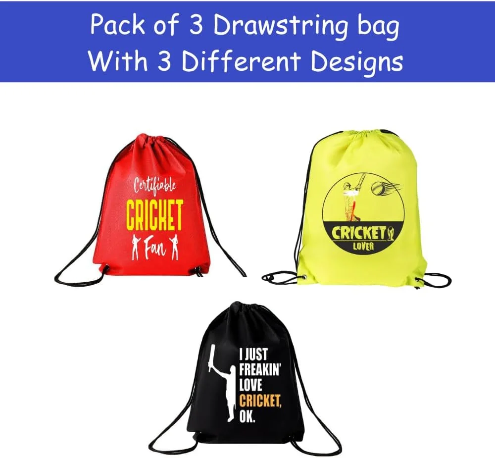 ست ۳ عددی کیف بند دار با طرح کریکت - کوله پشتی ورزشی بادوام برای بزرگسالان، مناسب برای باشگاه، مسافرت و استفاده روزمره، سبک وزن با طرح کریکت برای استفاده روزانه