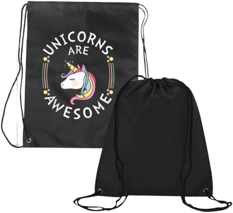 ست ۳ عددی کیف بندکشی با طرح اسب تک شاخ برای دختران - کوله پشتی ورزشی بادوام برای کودکان، عالی برای مدرسه و استفاده روزمره، سبک وزن با چاپ اسب تک شاخ برای استفاده روزمره