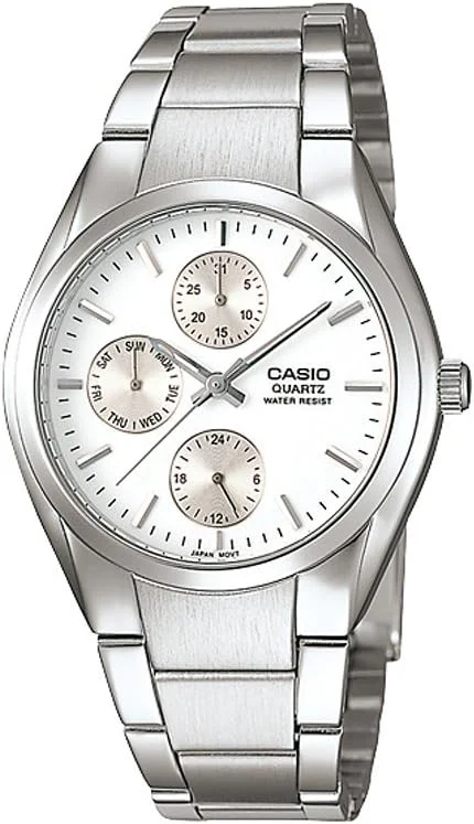 ساعت مچی مردانه کاسیو - مدل MTP-1191A-7ADF صفحه سفید، بند نقره ای