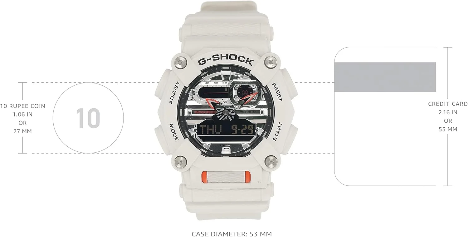 ساعت کاسیو جی-شاک - صفحه سفید مدل GA-900AS-7ADR، بند سفید ساعت کاسیو جی-شاک - صفحه سفید مدل GA-900AS-7ADR، بند سفید