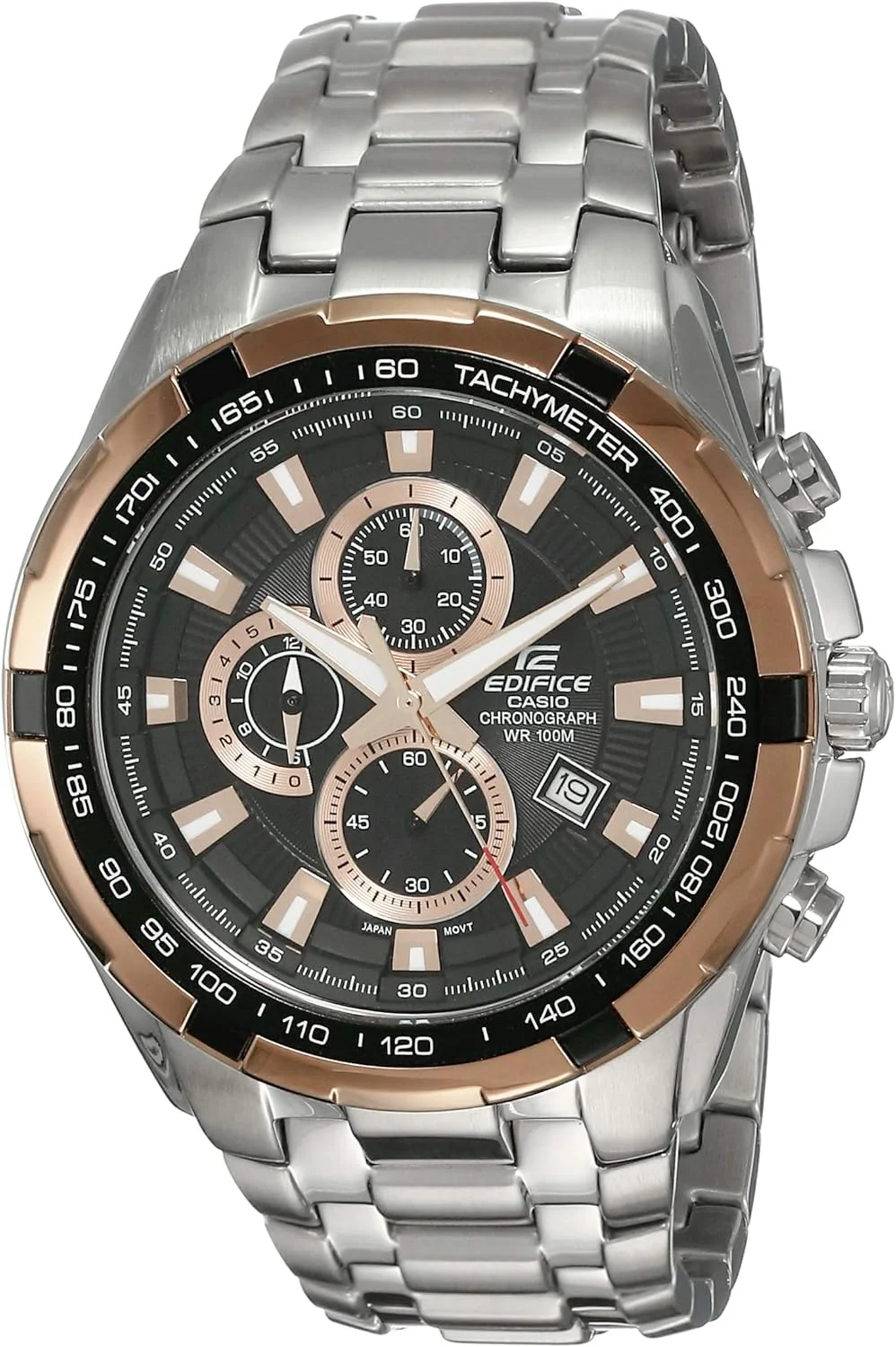 ساعت مچی مردانه کاسیو ادیفایس صفحه مشکی استیل آنالوگ