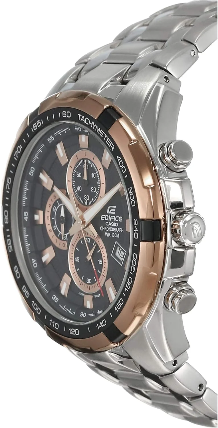 ساعت مچی مردانه کاسیو ادیفایس صفحه مشکی استیل آنالوگ