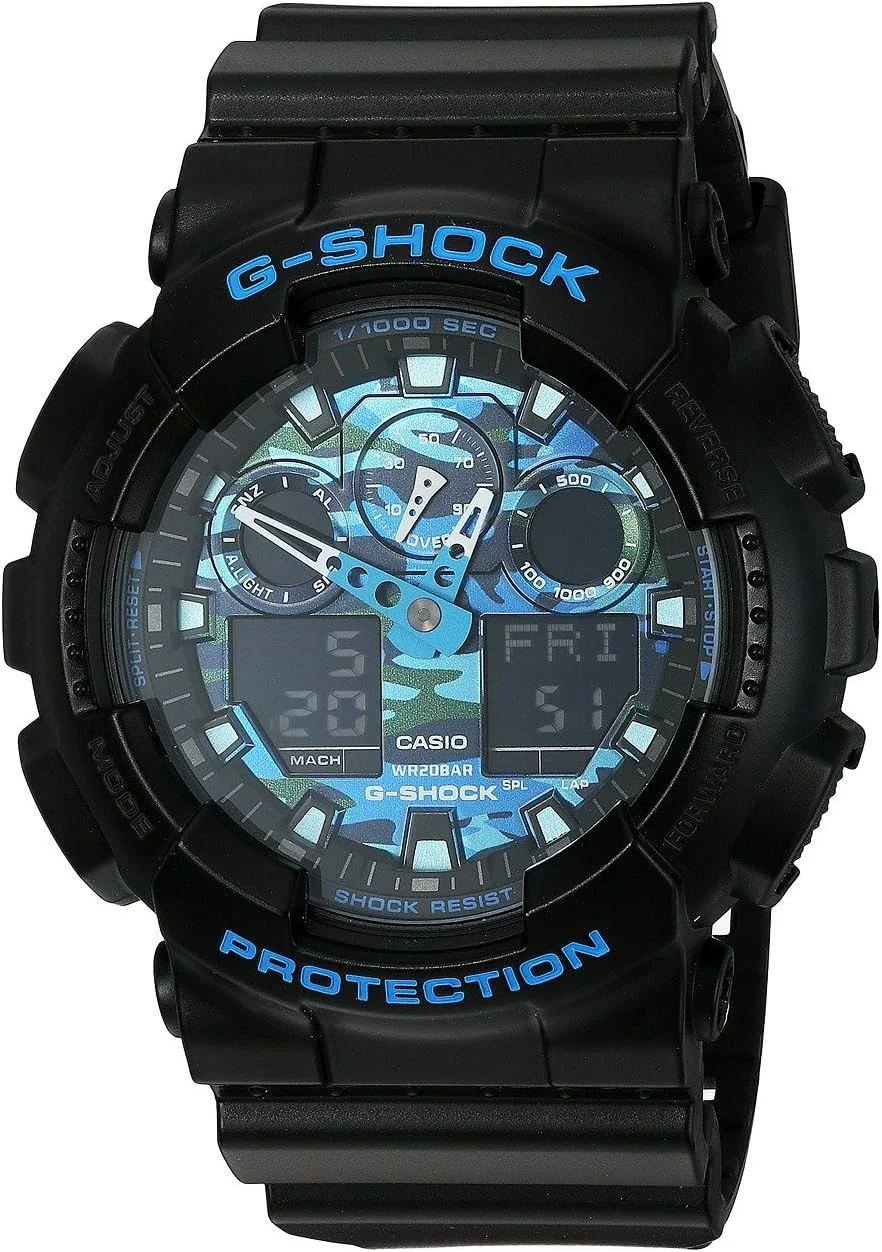 ساعت مچی مردانه کاسیو کوارتز، نمایشگر آنالوگ-دیجیتال و بند پلاستیکی مدل GA100CB-1ACR