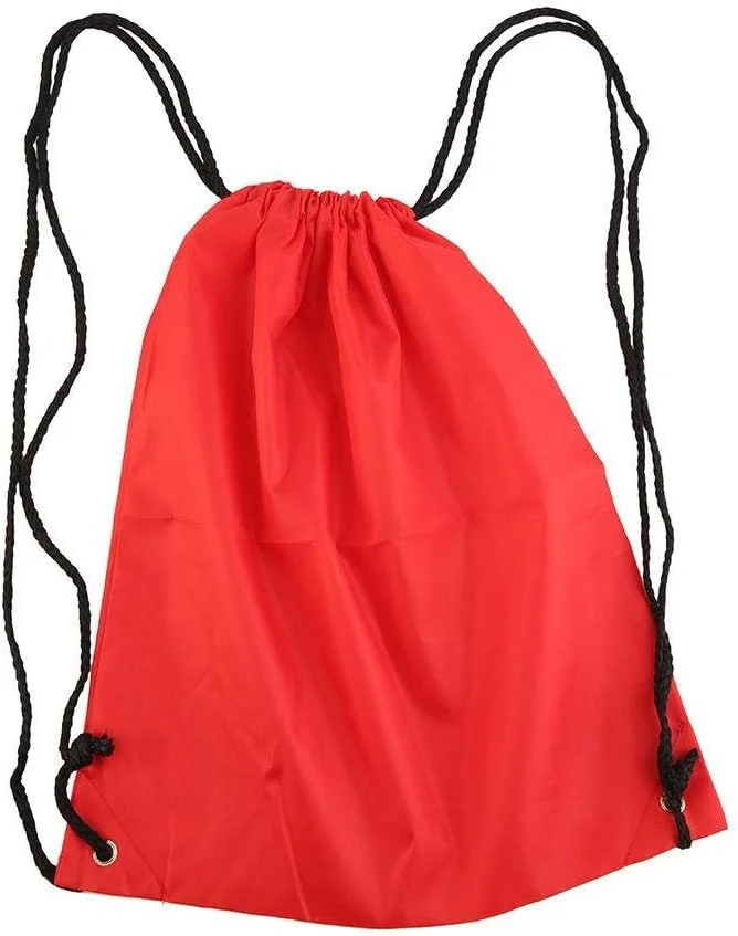 کیف کوله پشتی بند دار مدرسه، کیف ورزشی باشگاه، کیسه نایلونی ضد آب - قرمز