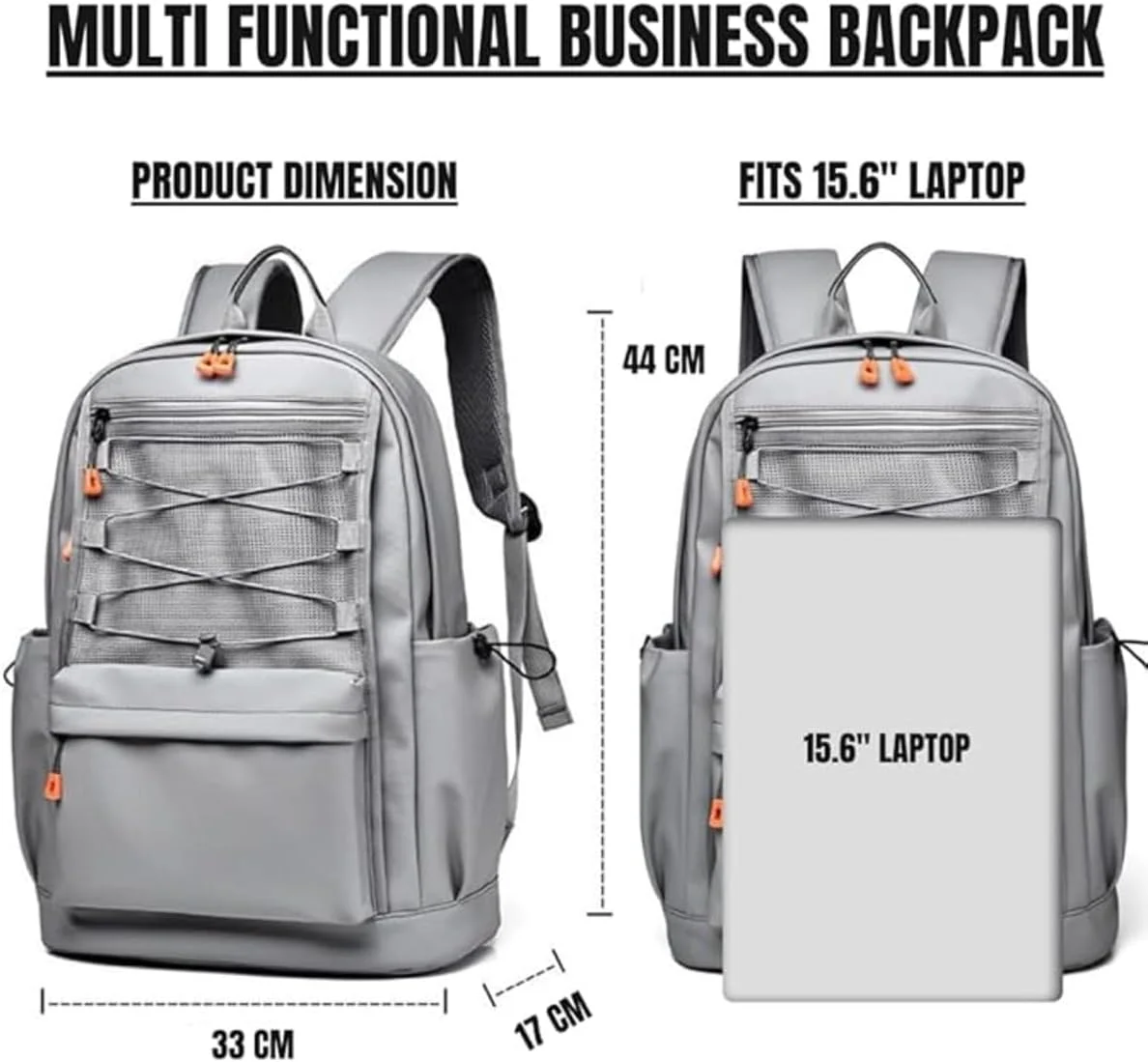 کوله پشتی دو شانه‌ای غیر رسمی ضد آب با ظرفیت بزرگ [20-39] لیتر، چند منظوره برای مسافرت، لپ تاپ 15.6 اینچ، دانشگاه، چمدان، کوله پشتی ورزشی 44 * 17 * 33 سانتی متر
