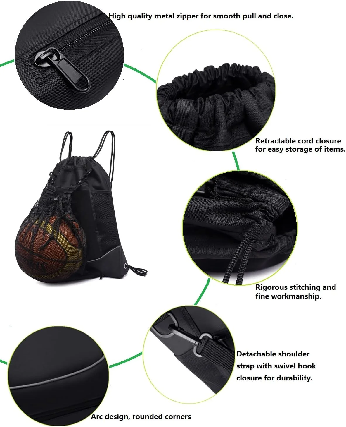 کیف کوله پشتی بند دار Showay، کوله پشتی ورزشی مسافرتی مردانه و زنانه، کیف مناسب بسکتبال، فوتبال، شنا و دوچرخه سواری.