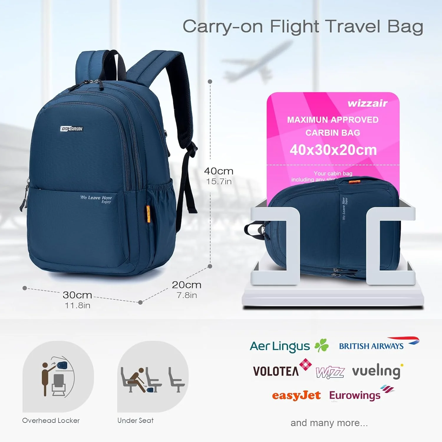  کوله پشتی مسافرتی 25 لیتری SPAHER، سایز 40x30x20 مناسب هواپیمایی Wizzair، کوله پشتی ضد آب برای ورزش های فضای باز، کمپینگ، دوچرخه سواری، اسکی، کوهنوردی، کوله پشتی تجاری روزانه، کوله پشتی لپ تاپ، کیف زیر صندلی برای مردان و زنان