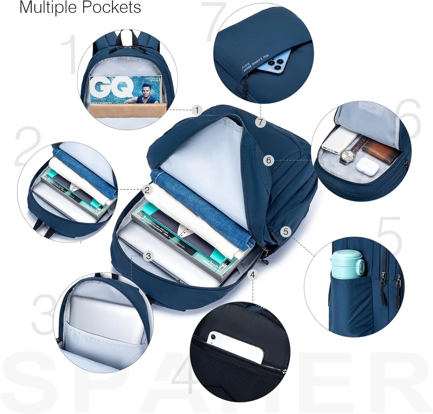  کوله پشتی مسافرتی 25 لیتری SPAHER، سایز 40x30x20 مناسب هواپیمایی Wizzair، کوله پشتی ضد آب برای ورزش های فضای باز، کمپینگ، دوچرخه سواری، اسکی، کوهنوردی، کوله پشتی تجاری روزانه، کوله پشتی لپ تاپ، کیف زیر صندلی برای مردان و زنان