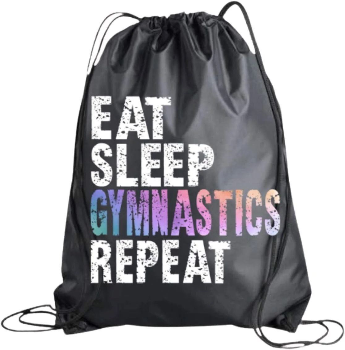 کیف بند دار ژیمناستیک Sportybella برای دختران، کوله پشتی طرح تکرار ژیمناستیک، هدیه ژیمناستیک، کیف بزرگ بند دار اسپرت نوجوانان، مشکی، بزرگ، مسافرتی