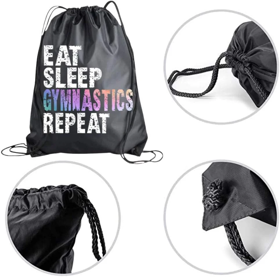 کیف بند دار ژیمناستیک Sportybella برای دختران، کوله پشتی طرح تکرار ژیمناستیک، هدیه ژیمناستیک، کیف بزرگ بند دار اسپرت نوجوانان، مشکی، بزرگ، مسافرتی