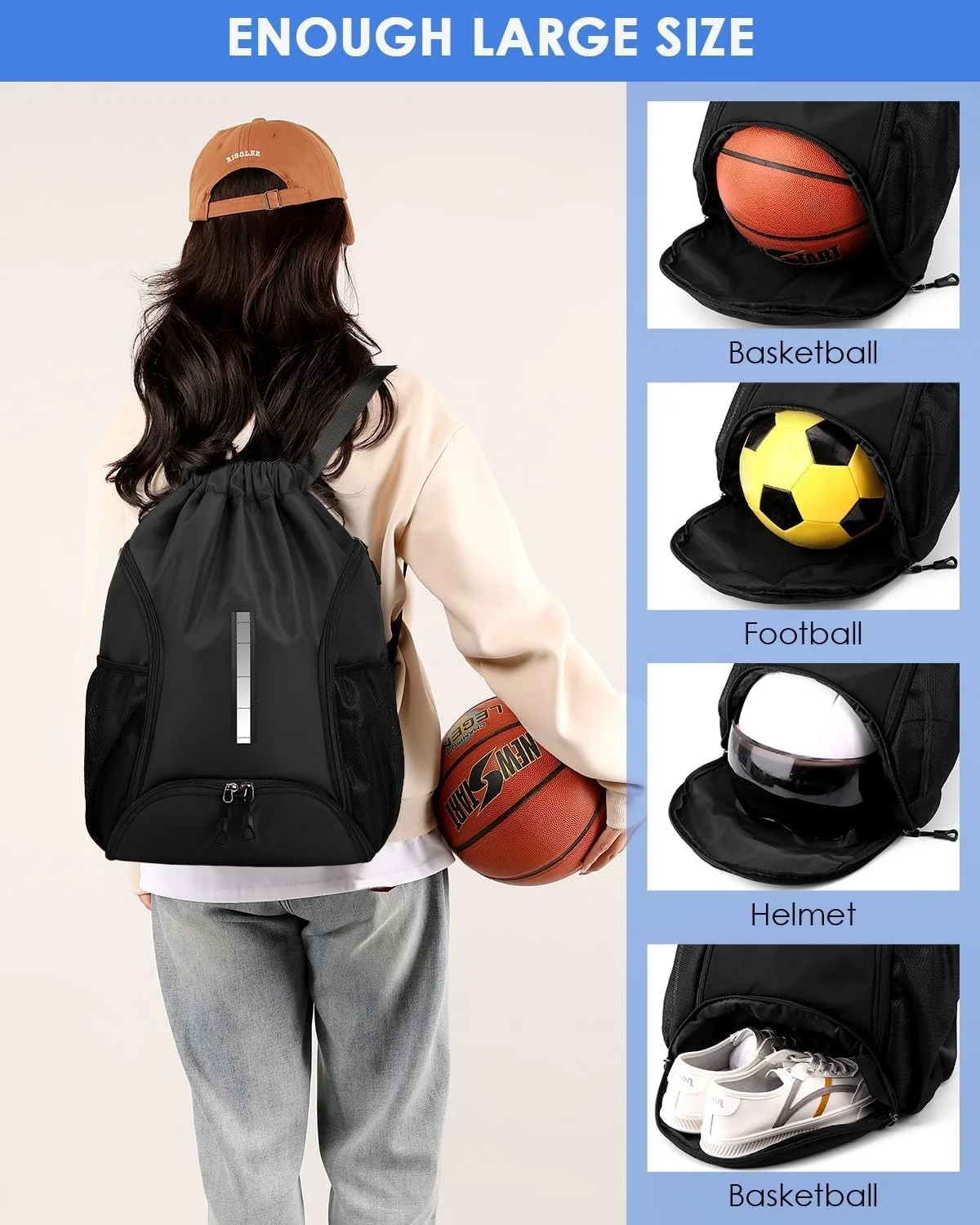 کوله پشتی ورزشی بند دار، کوله پشتی فوتبال، کیف بسکتبال، کیف فوتبال با محفظه توپ و کفش