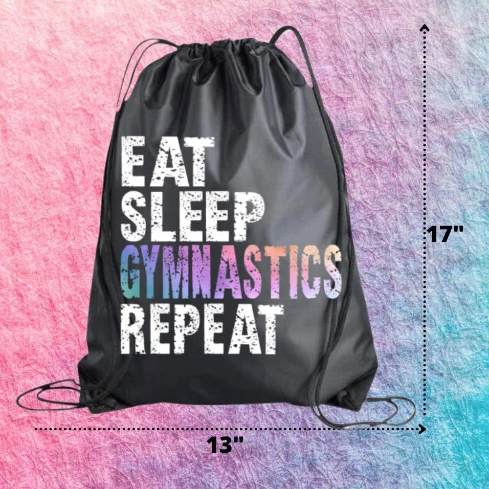 کیف بند دار ژیمناستیک Sportybella برای دختران، کوله پشتی طرح تکرار ژیمناستیک، هدیه ژیمناستیک، کیف بزرگ بند دار اسپرت نوجوانان، مشکی، بزرگ، مسافرتی