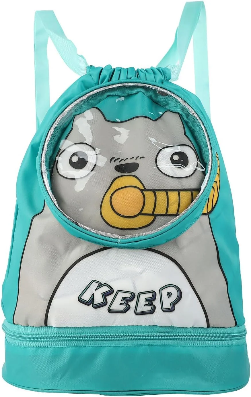 کیف شنا برای کودکان، کوله پشتی بند دار ضد آب، کیف ورزشی باشگاه برای پسران و دختران، کوله پشتی مسافرتی ساحلی، سبک و بادوام، سبز