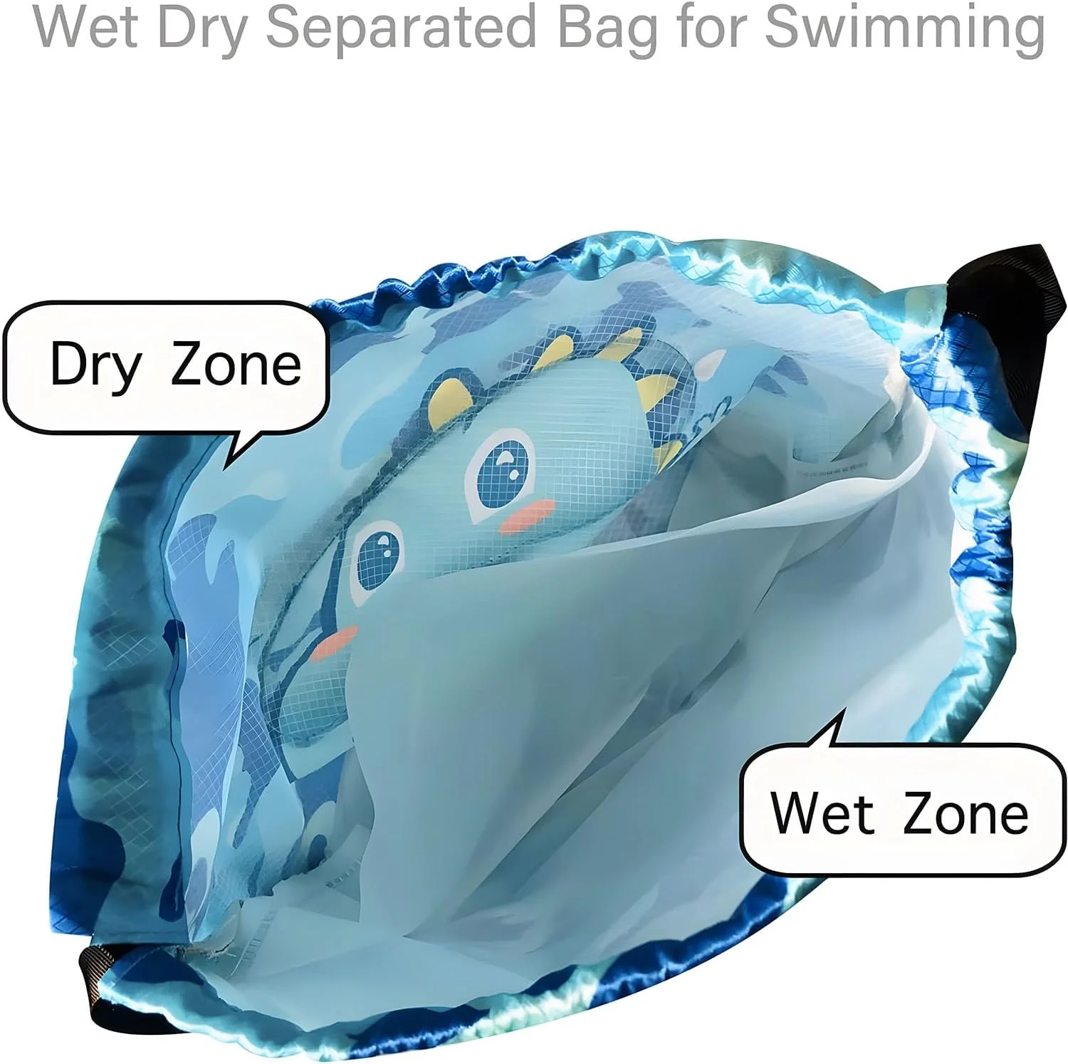 کیف شنا طرح فنری X برای کودکان، کوله پشتی بند دار کودکان، کوله پشتی سبک وزن ضد آب، کیف شنا بند دار طرح دایناسور، کیف ساحلی با محفظه کفش، مناسب برای باشگاه، ساحل و استخر