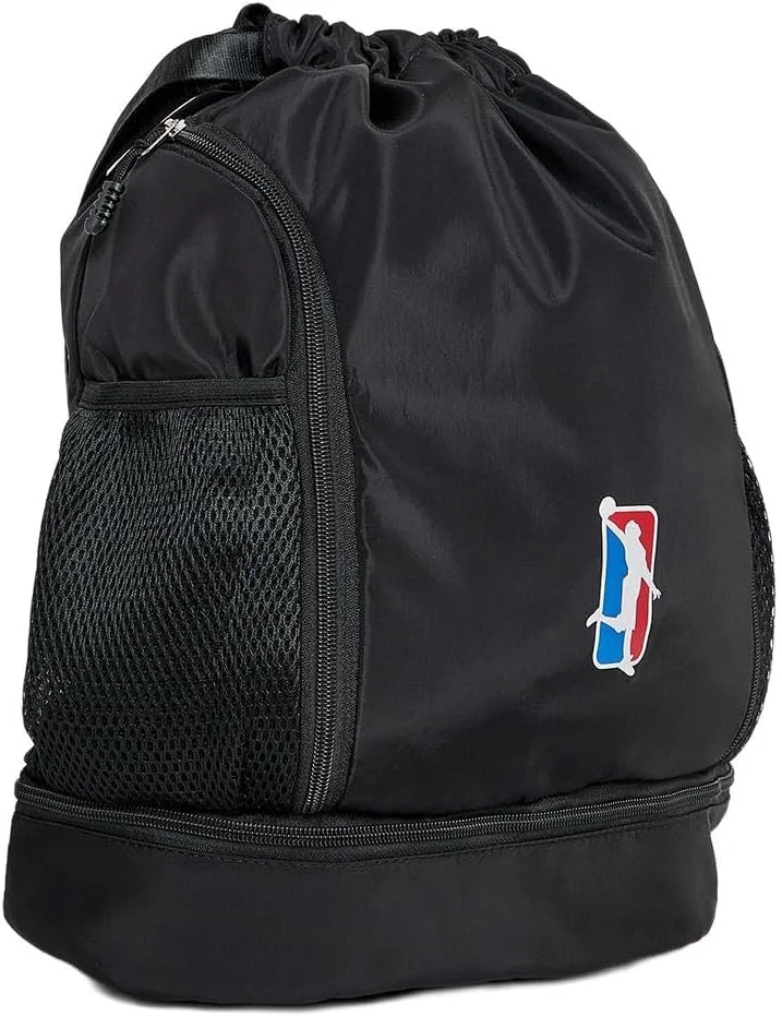 کیف ورزشی مردانه استایلی با جیب توری و جزئیات چاپی - مشکی - سایز آزاد