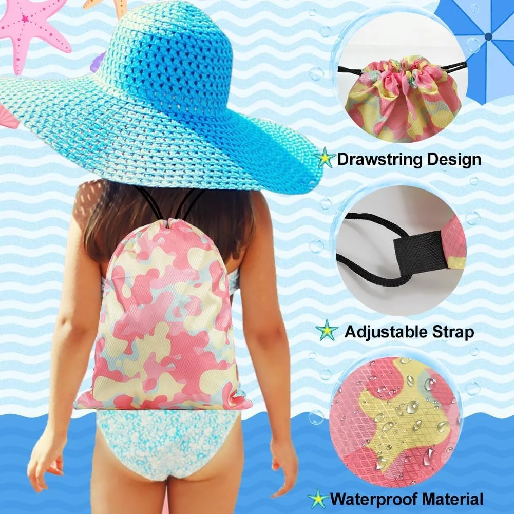 کیف شنا برای دختران و پسران، کیف شنا ضد آب بچگانه با جدا کننده خشک و تر، کوله پشتی ساحلی ورزشی مناسب استخر و ساحل برای کودکان