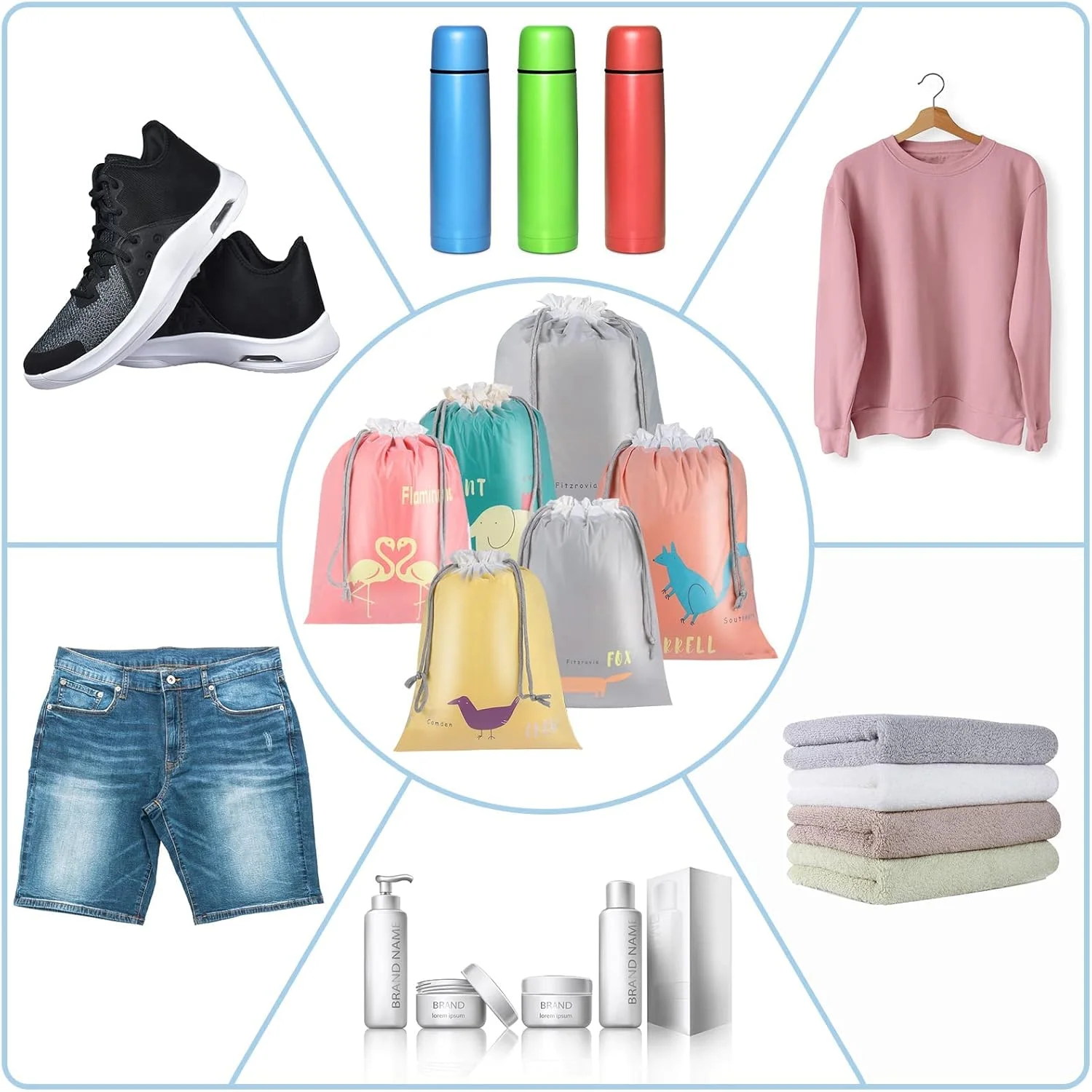 کیف های بند دار SYOSI، کیف بند دار ضد آب مناسب استخر و ورزشگاه برای کودکان دختر و پسر، کیف تاشو ساحلی مدرسه ای ورزشی و کیف مسافرتی برای لباس و کفش 6 عددی