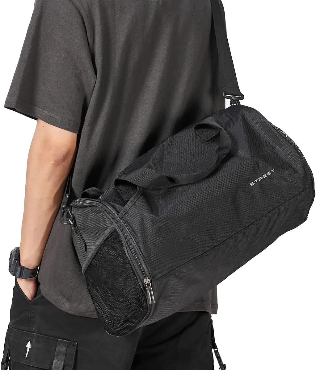 کیف ورزشی بزرگ SYCNB مناسب آقایان و بانوان با جیب خیس و محفظه کفش، کیف مسافرتی دافل، مشکی (محفظه کفش)، بزرگ