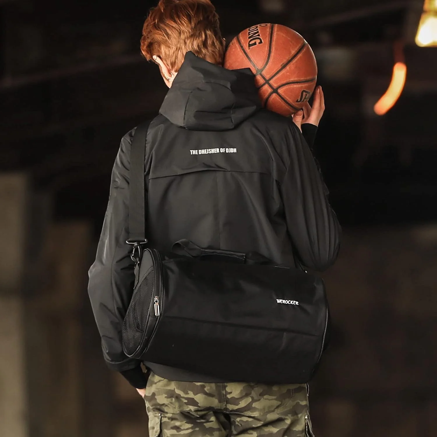 کیف ورزشی بزرگ SYCNB مناسب آقایان و بانوان با جیب خیس و محفظه کفش، کیف مسافرتی دافل، مشکی (محفظه کفش)، بزرگ