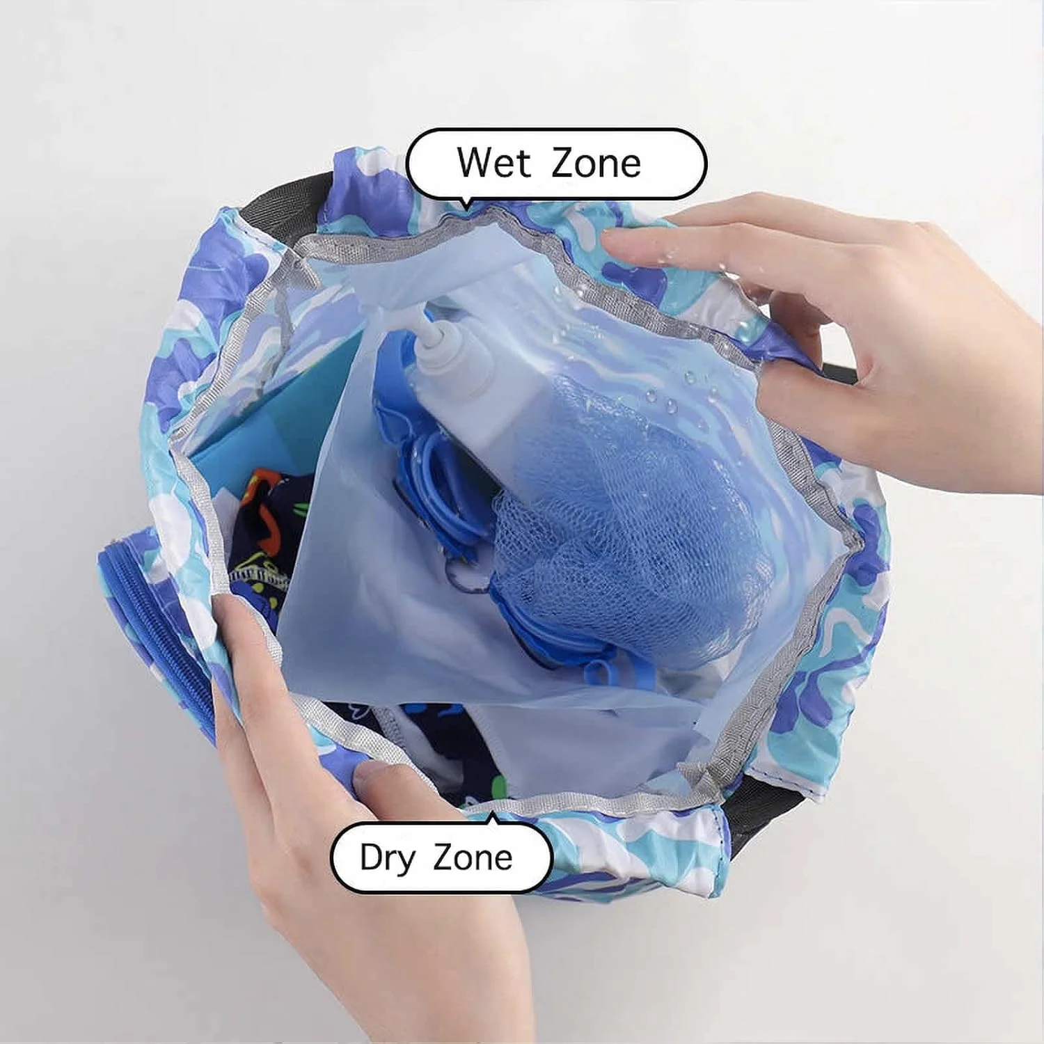 کیف شنا فضانورد آبی تزویق، کوله پشتی ساحلی بند دار ضد آب، کوله پشتی شنا خشک و مرطوب برای شناگران