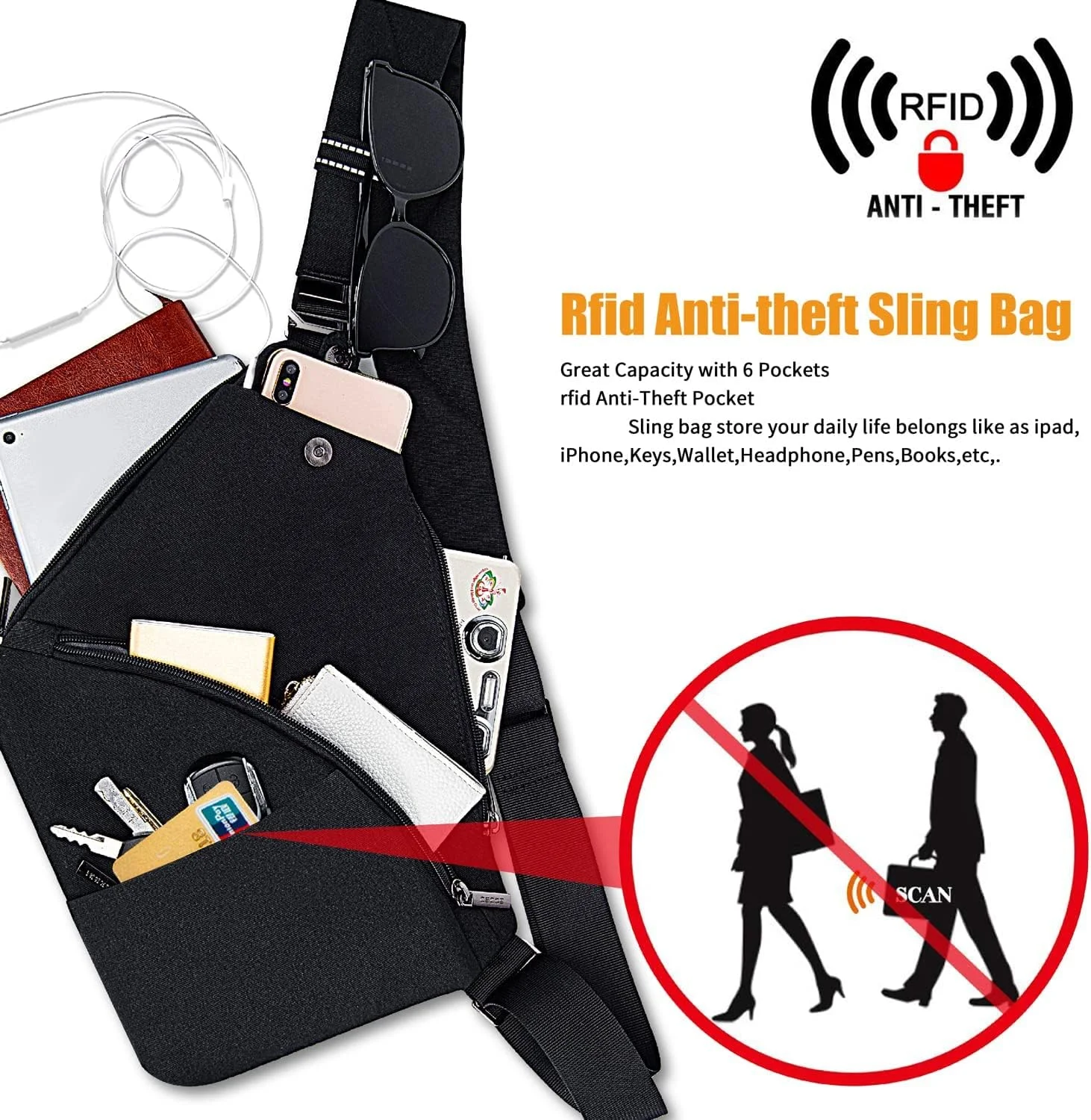 کیف دوشی ضد سرقت و ضد آب TERRIFI، کوله پشتی یک طرفه، کیف سینه ای، کیف کمری، کوله پشتی ورزشی دوچرخه سواری