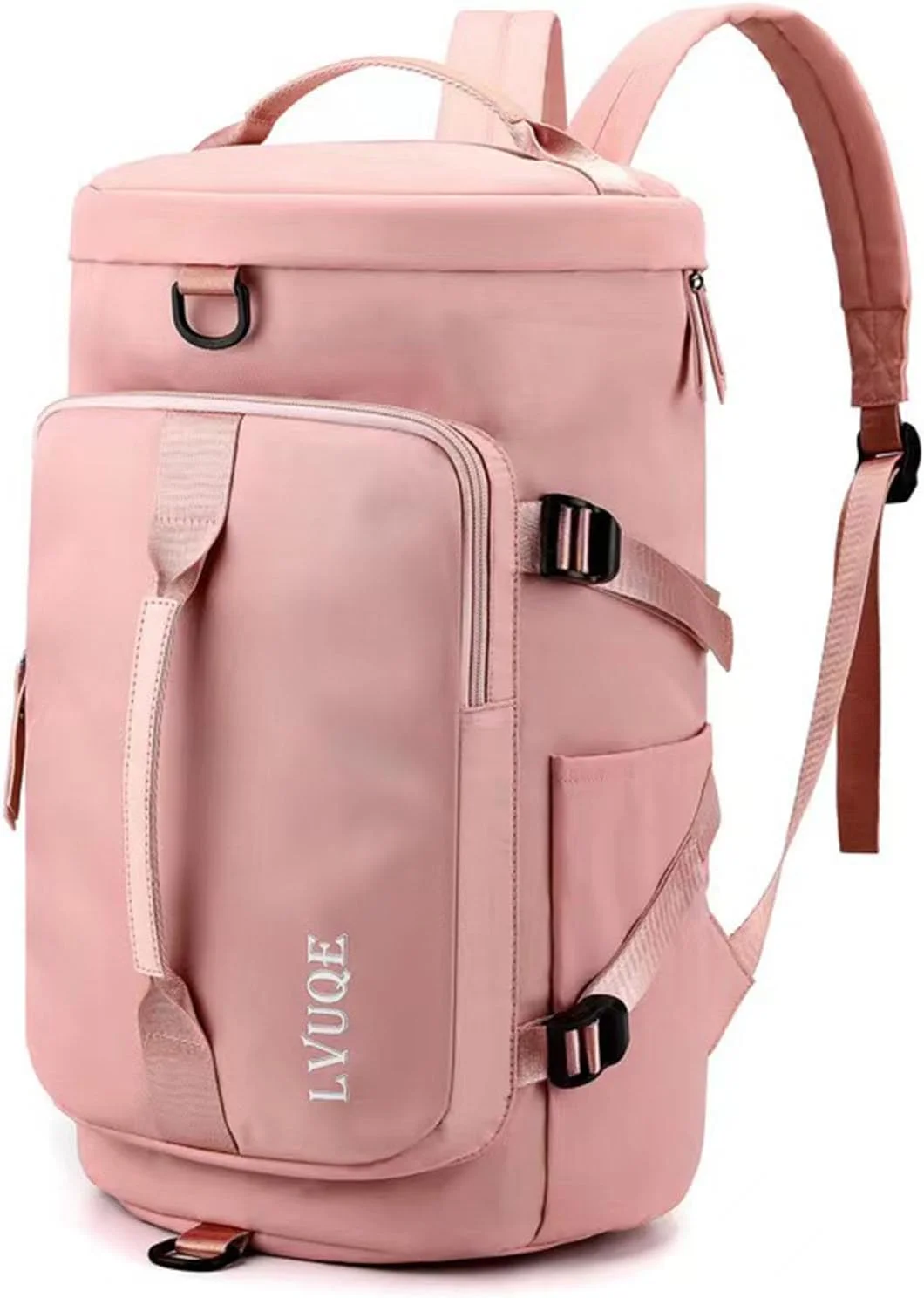 کیف ورزشی تازویق، کوله پشتی، کیف زین اسبی، با محفظه کفش، کیف ورزشی یوگا، کیف ورزشی با جیب ضد آب برای حوله های خیس، کیف مسافرتی دافل برای مردان و زنان (صورتی)